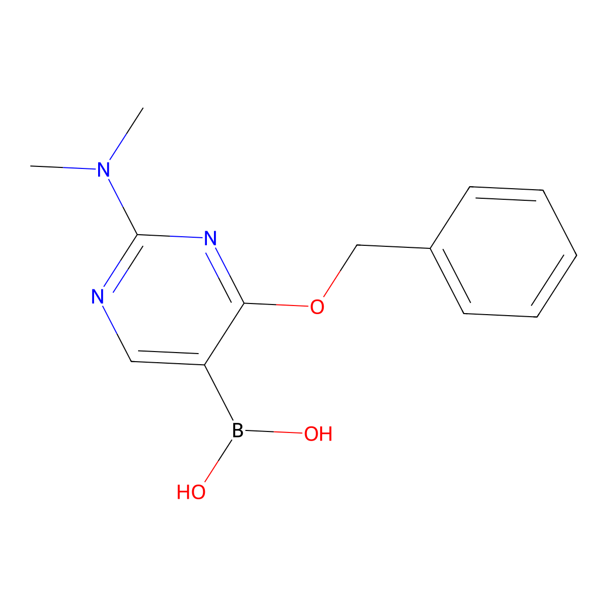 B-[2-(Dimethylamino)-4-(phenylmethoxy)-5-pyrimidinyl]boronic acid molecular structure, CAS 205672-21-5