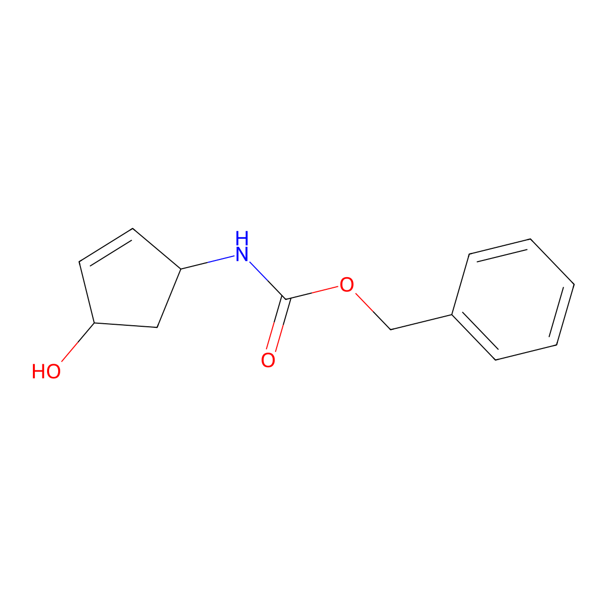 Benzyl ((1R,4S)-rel-4-hydroxycyclopent-2-en-1-yl)carbamate molecular structure, CAS 205675-68-9