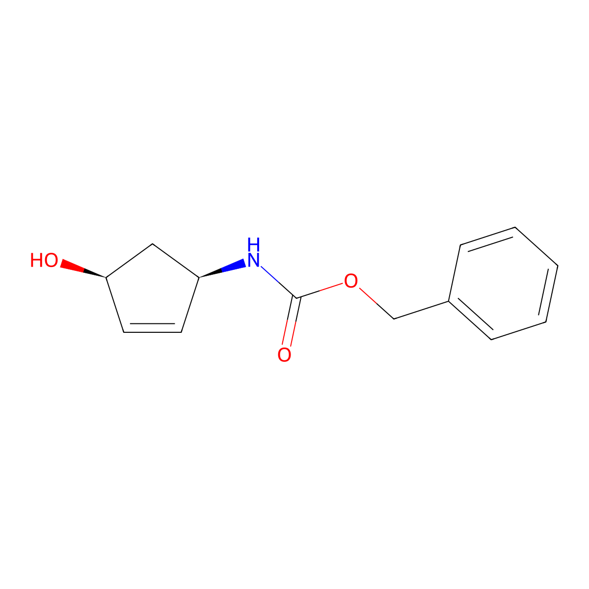 Benzyl ((1R,4S)-rel-4-hydroxycyclopent-2-en-1-yl)carbamate molecular structure, CAS 205675-68-9