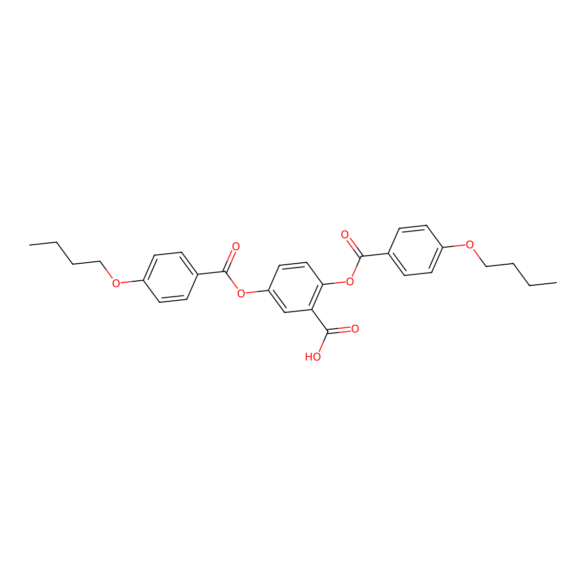Benzoic acid, 2,5-bis[(4-butoxybenzoyl)oxy]- molecular structure, CAS 205689-93-6