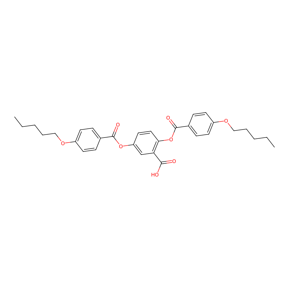 2,5-Bis[[4-(pentyloxy)benzoyl]oxy]benzoic acid molecular structure, CAS 205689-94-7