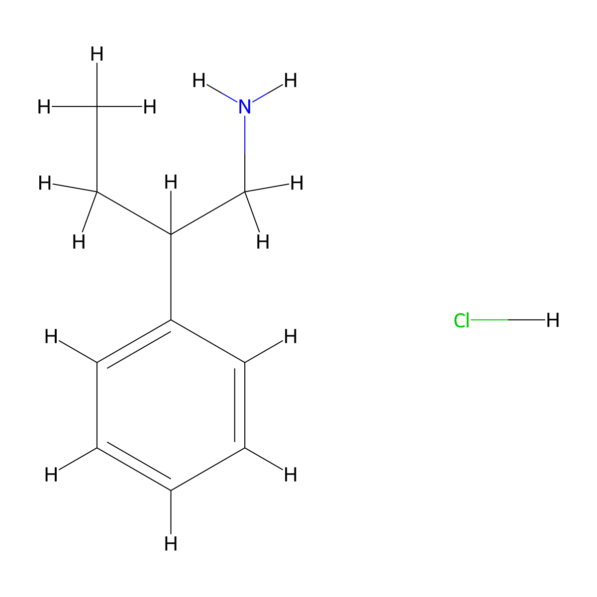 Phenethylamine, beta-ethyl-, hydrochloride molecular structure, CAS 20569-45-3