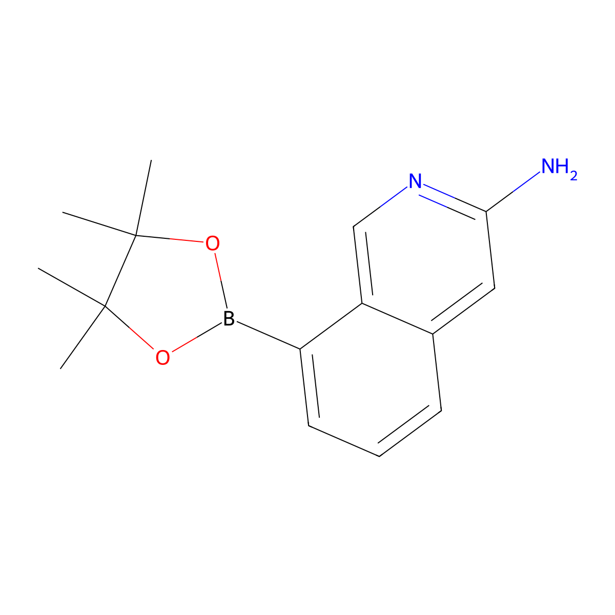 8-(Tetramethyl-1,3,2-dioxaborolan-2-yl)isoquinolin-3-amine molecular structure, CAS 2056916-60-8