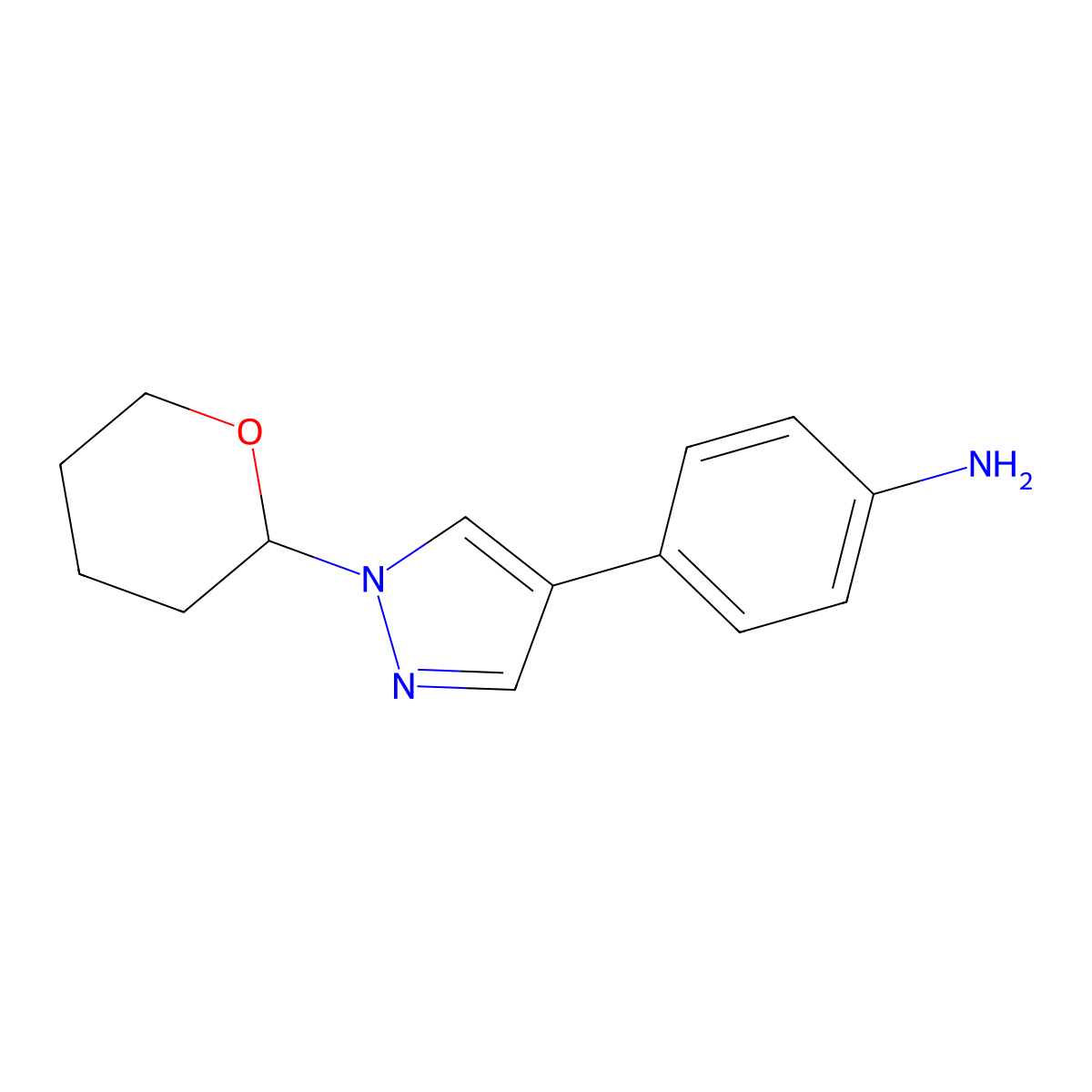 4-(1-(Tetrahydro-2H-pyran-2-yl)-1H-pyrazol-4-yl)aniline molecular structure, CAS 2056919-15-2