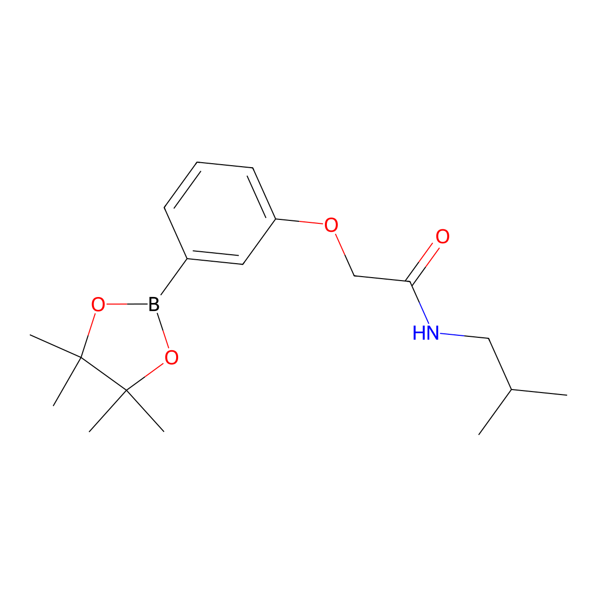 N-isobutyl-2-(3-(4,4,5,5-tetramethyl-1,3,2-dioxaborolan-2-yl)phenoxy)acetamide molecular structure, CAS 2056919-38-9
