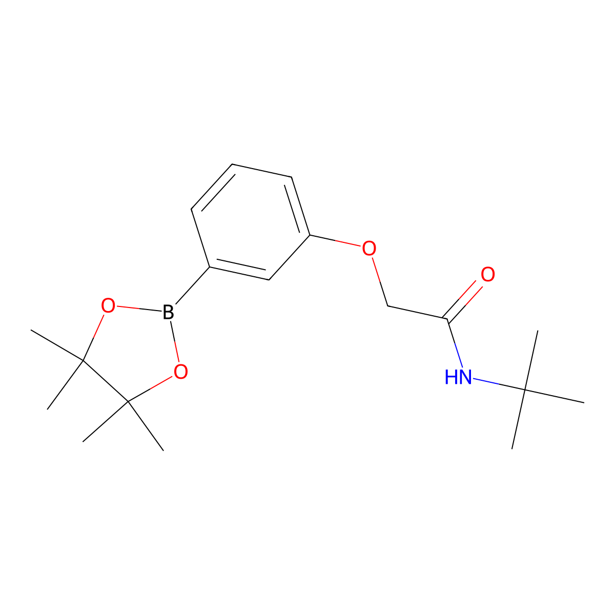 Acetamide, N-(1,1-dimethylethyl)-2-[3-(4,4,5,5-tetramethyl-1,3,2-dioxaborolan-2-yl)phenoxy]- molecular structure, CAS 2056919-55-0