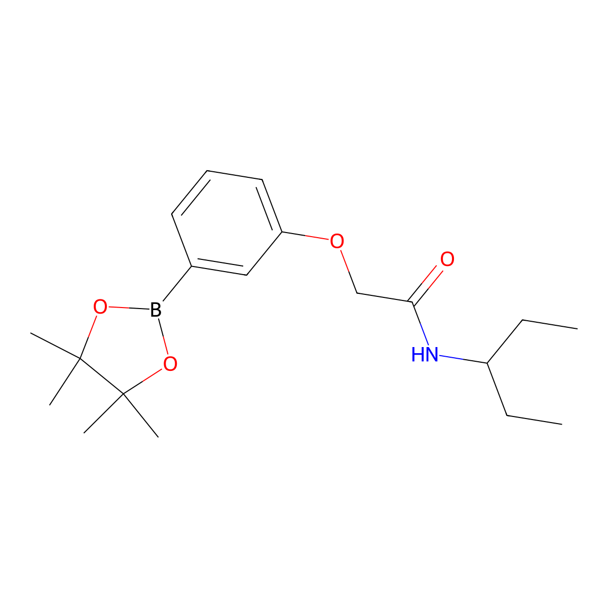N-(pentan-3-yl)-2-(3-(4,4,5,5-tetramethyl-1,3,2-dioxaborolan-2-yl)phenoxy)acetamide molecular structure, CAS 2056919-60-7