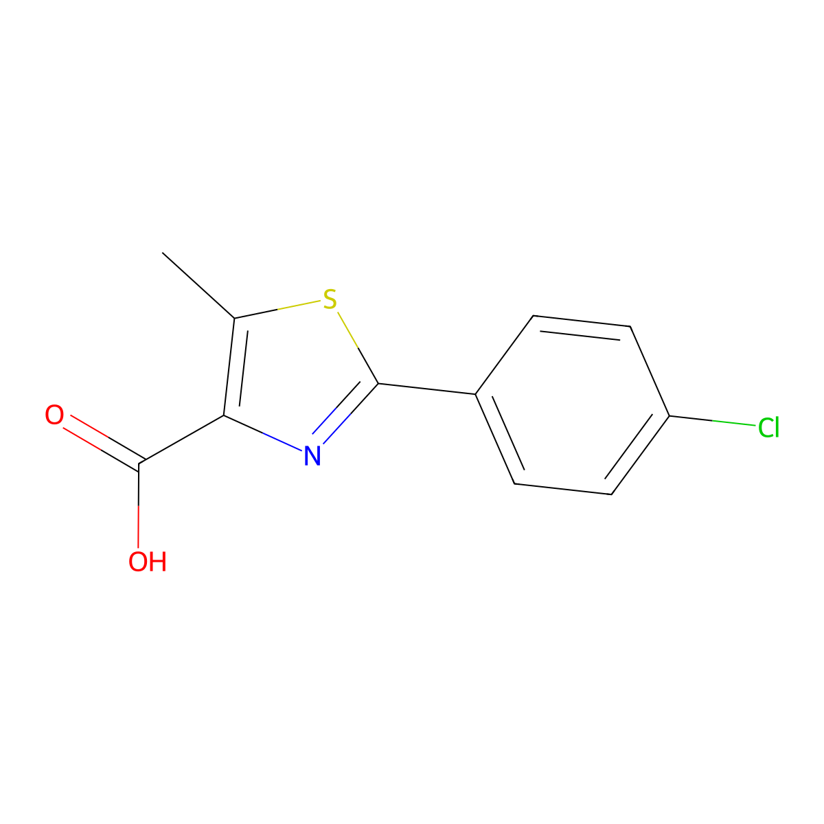 2-(4-Chlorophenyl)-5-methylthiazole-4-carboxylic acid molecular structure, CAS 205692-24-6
