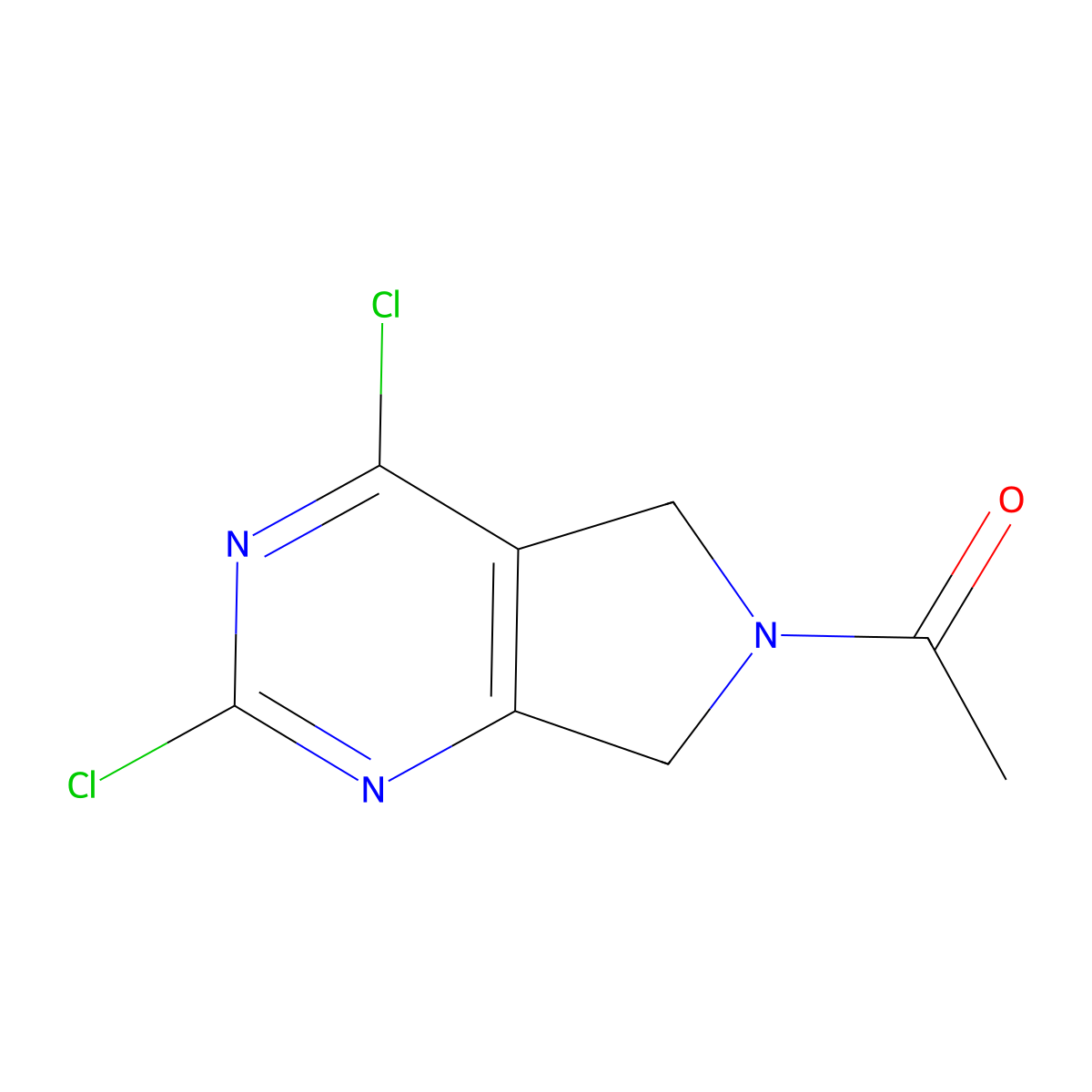 1-(2,4-Dichloro-5,7-dihydro-6H-pyrrolo[3,4-d]pyrimidin-6-yl)ethan-1-one molecular structure, CAS 2056920-24-0