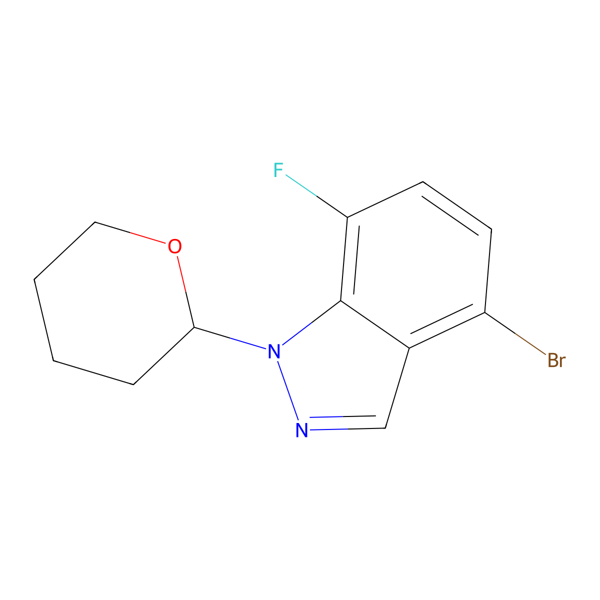 4-Bromo-7-fluoro-1-tetrahydropyran-2-YL-indazole molecular structure, CAS 2056937-83-6