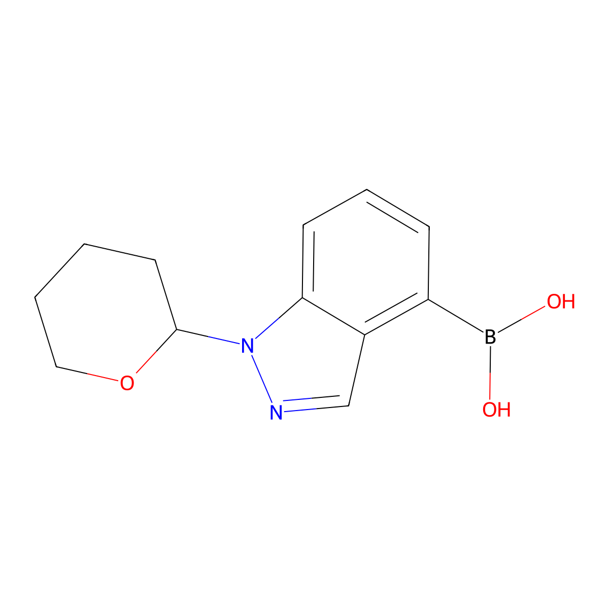 1-(Tetrahydro-2H-pyran-2-yl)-1H-indazol-4-yl-4-boronic acid molecular structure, CAS 2056937-90-5