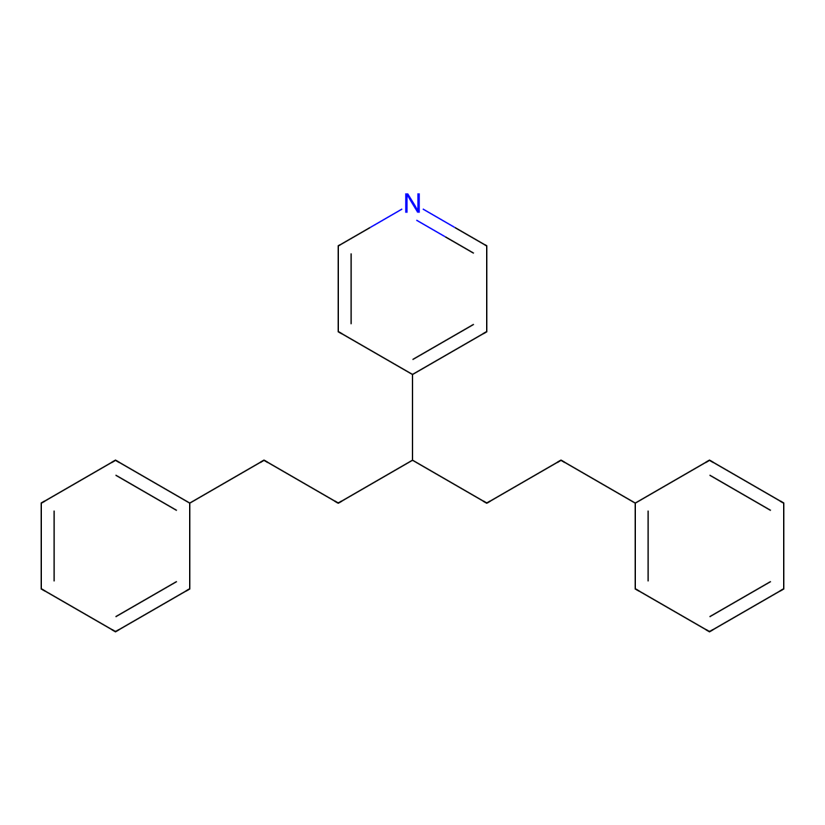 4-(3-Phenyl-1-(2-phenylethyl)propyl)pyridine molecular structure, CAS 2057-47-8