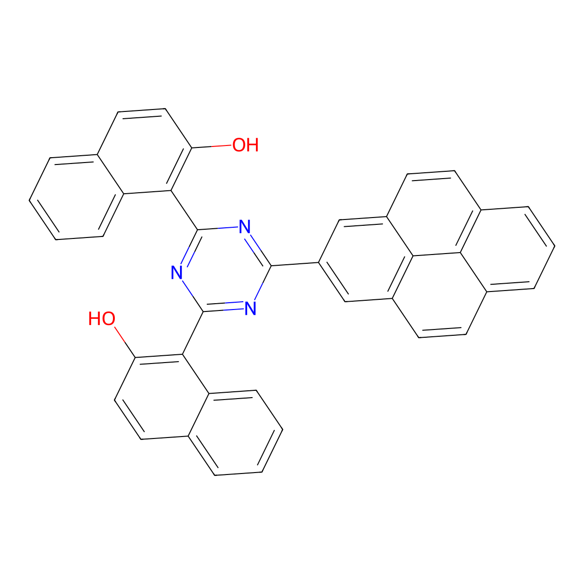 2-Naphthalenol, 1,1'-[6-(2-pyrenyl)-1,3,5-triazine-2,4-diyl]bis- molecular structure, CAS 20572-37-6