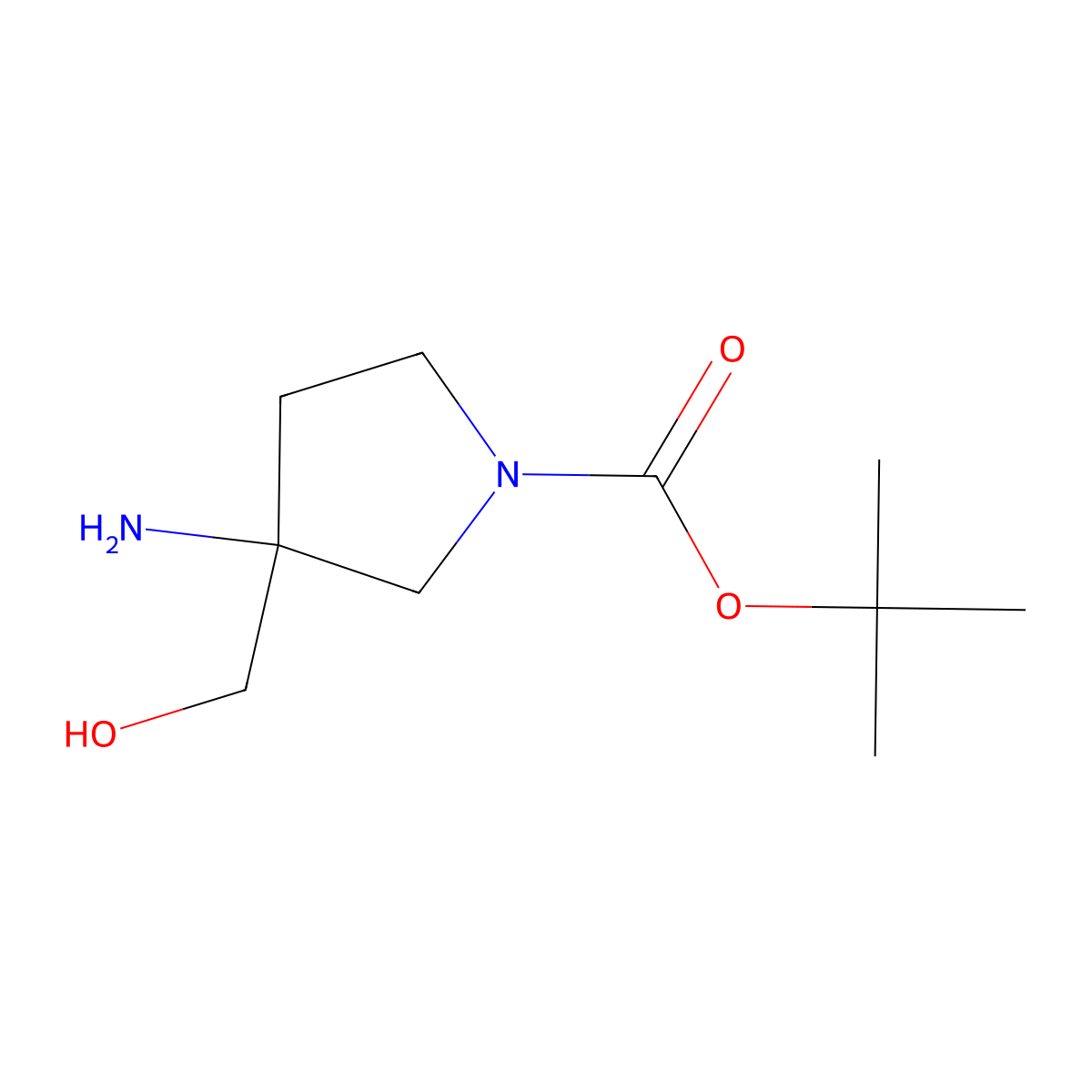 tert-Butyl (S)-3-amino-3-(hydroxymethyl)pyrrolidine-1-carboxylate molecular structure, CAS 2057405-74-8