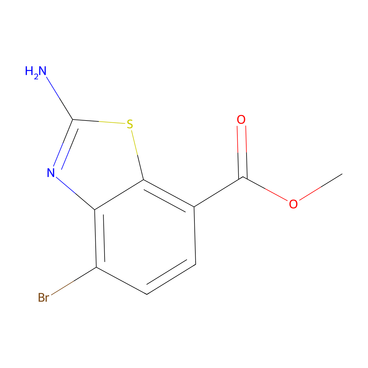 Methyl 2-amino-4-bromo-1,3-benzothiazole-7-carboxylate molecular structure, CAS 2057406-22-9