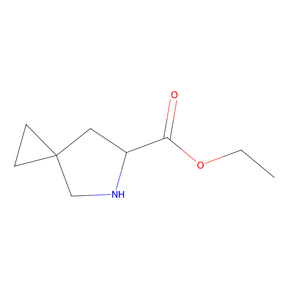 Ethyl (6S)-5-azaspiro[2.4]heptane-6-carboxylate molecular structure, CAS 2057413-89-3