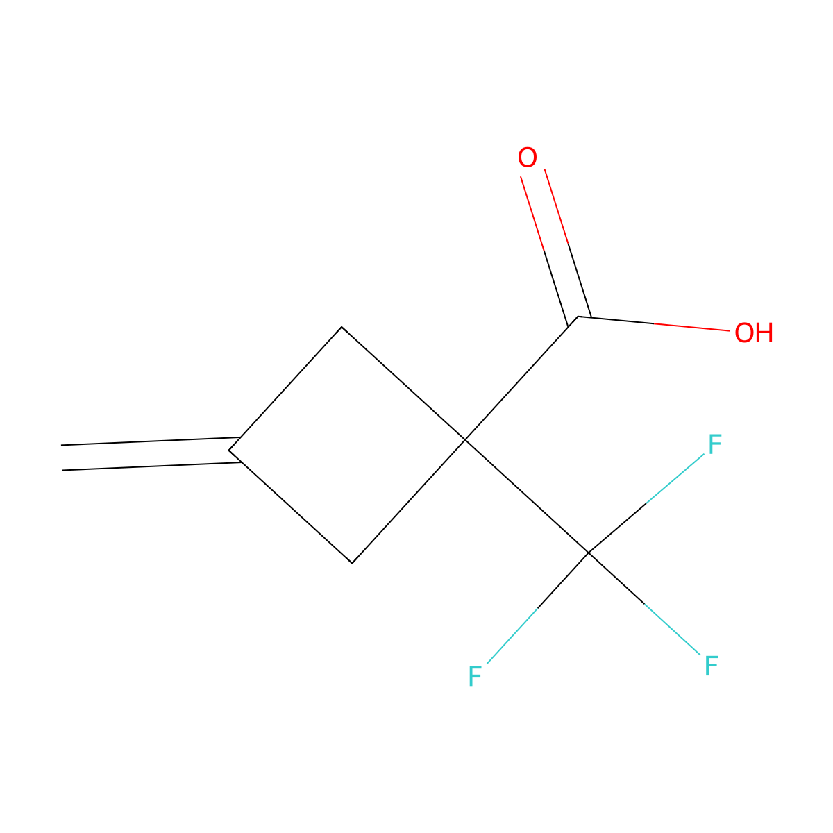 3-Methylidene-1-(trifluoromethyl)cyclobutane-1-carboxylic acid molecular structure, CAS 2057424-43-6