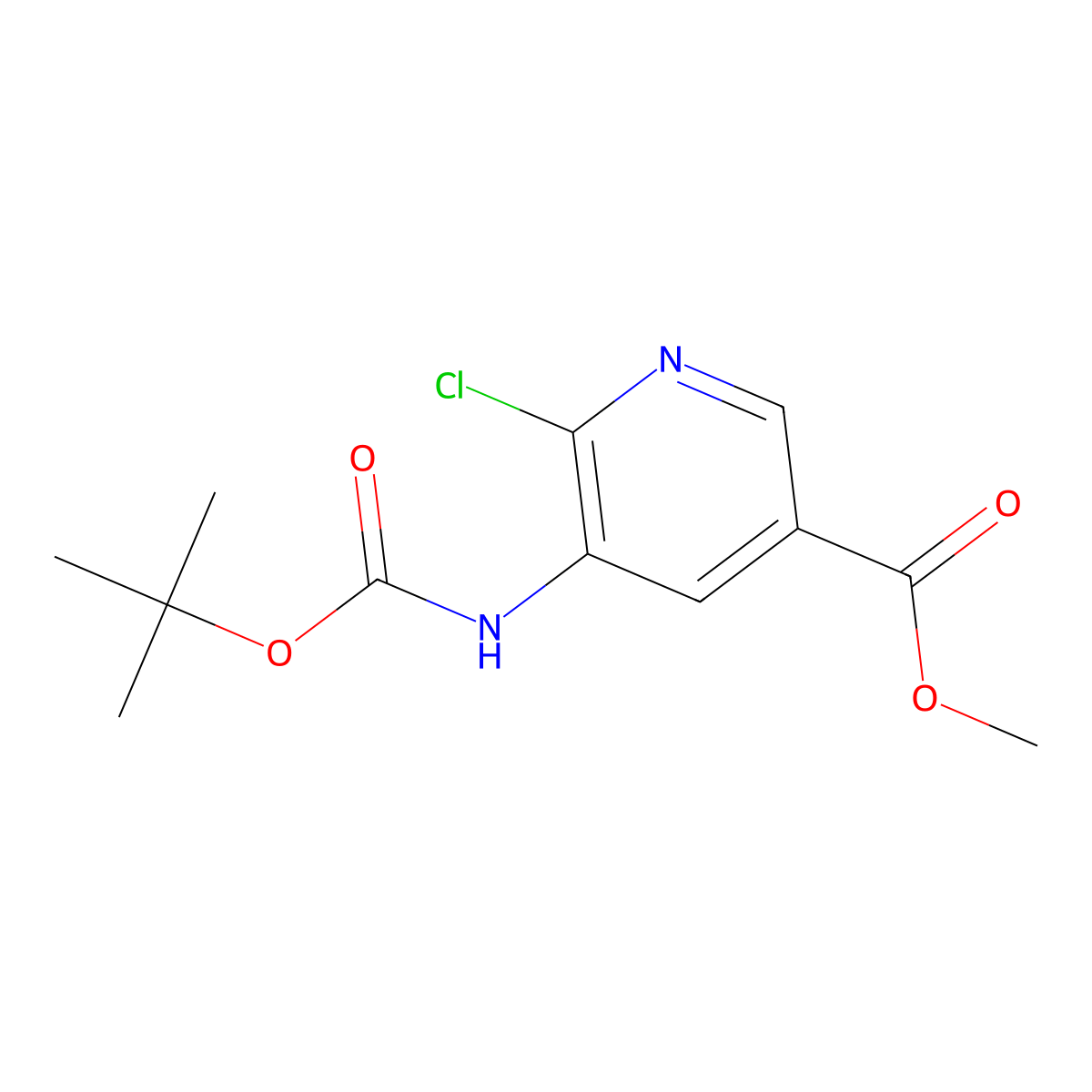 Methyl 5-((tert-butoxycarbonyl)amino)-6-chloronicotinate molecular structure, CAS 2057426-35-2