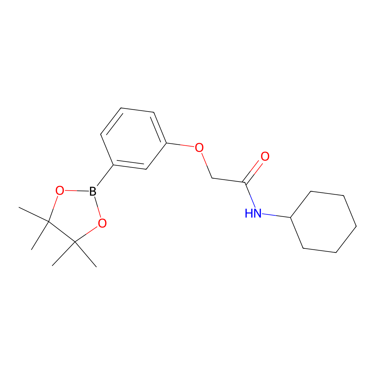 N-cyclohexyl-2-(3-(4,4,5,5-tetramethyl-1,3,2-dioxaborolan-2-yl)phenoxy)acetamide molecular structure, CAS 2057448-81-2