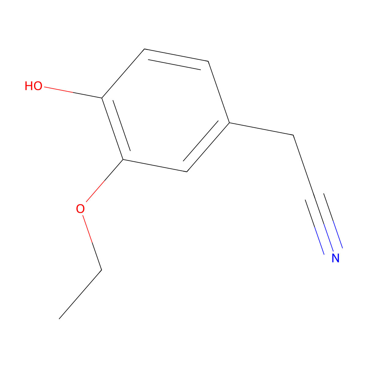 3-Ethoxy-4-hydroxyphenylacetonitrile molecular structure, CAS 205748-01-2