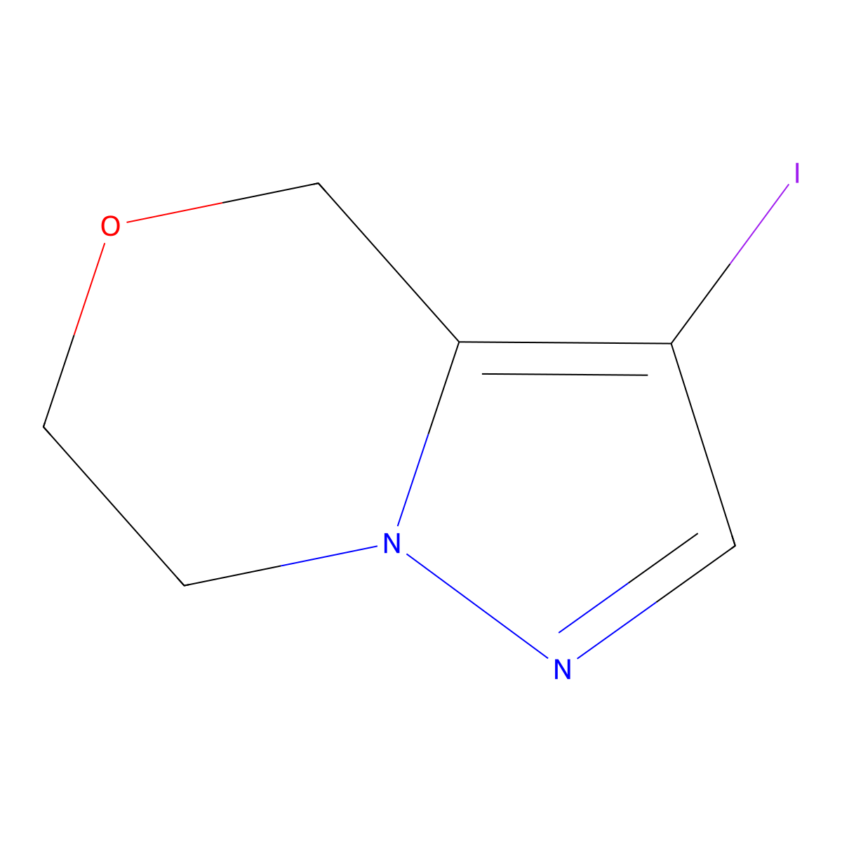 3-Iodo-6,7-dihydro-4H-pyrazolo[5,1-C][1,4]oxazine molecular structure, CAS 2057507-04-5