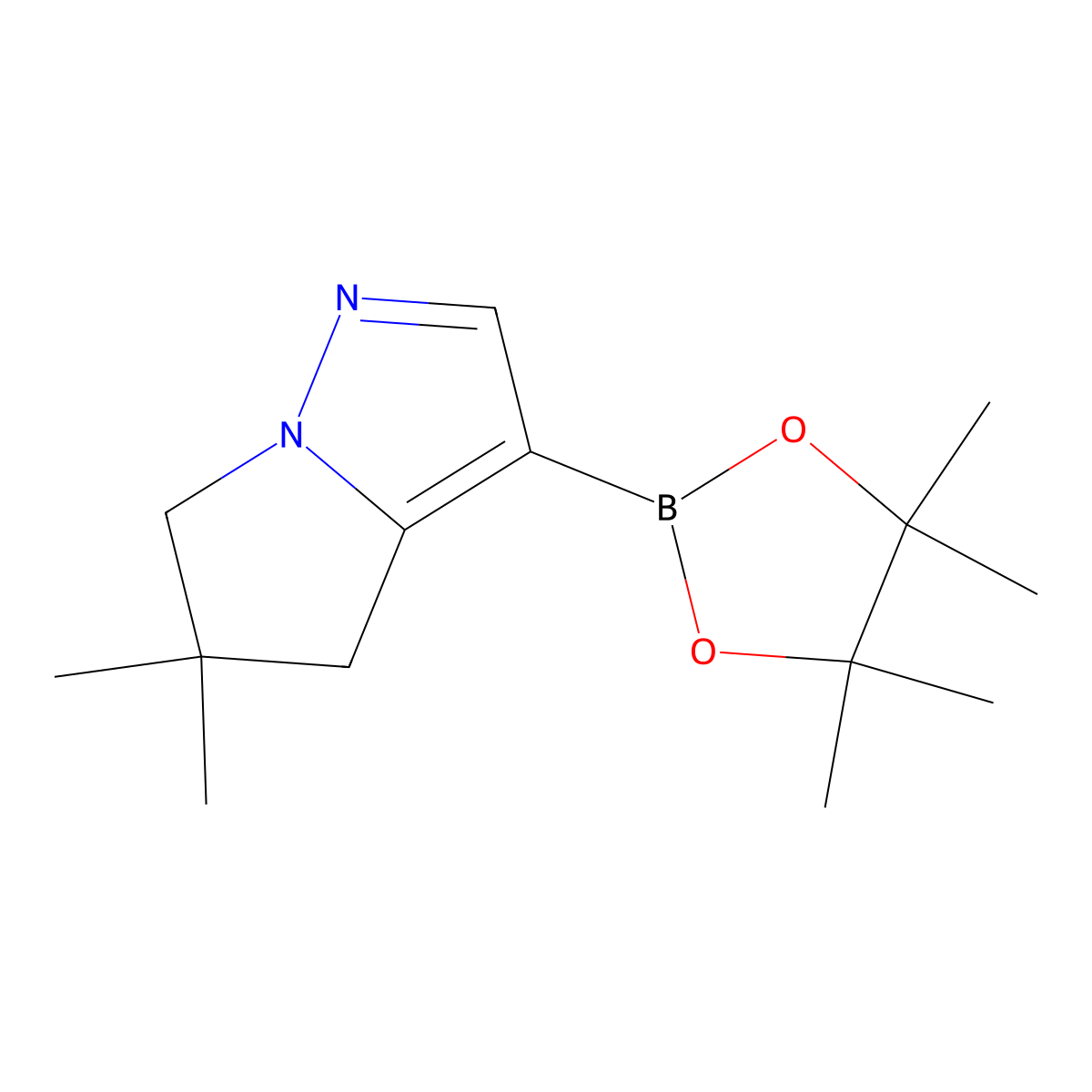 4H-Pyrrolo(1,2-b)pyrazole, 5,6-dihydro-5,5-dimethyl-3-(4,4,5,5-tetramethyl-1,3,2-dioxaborolan-2-yl)- molecular structure, CAS 2057507-59-0