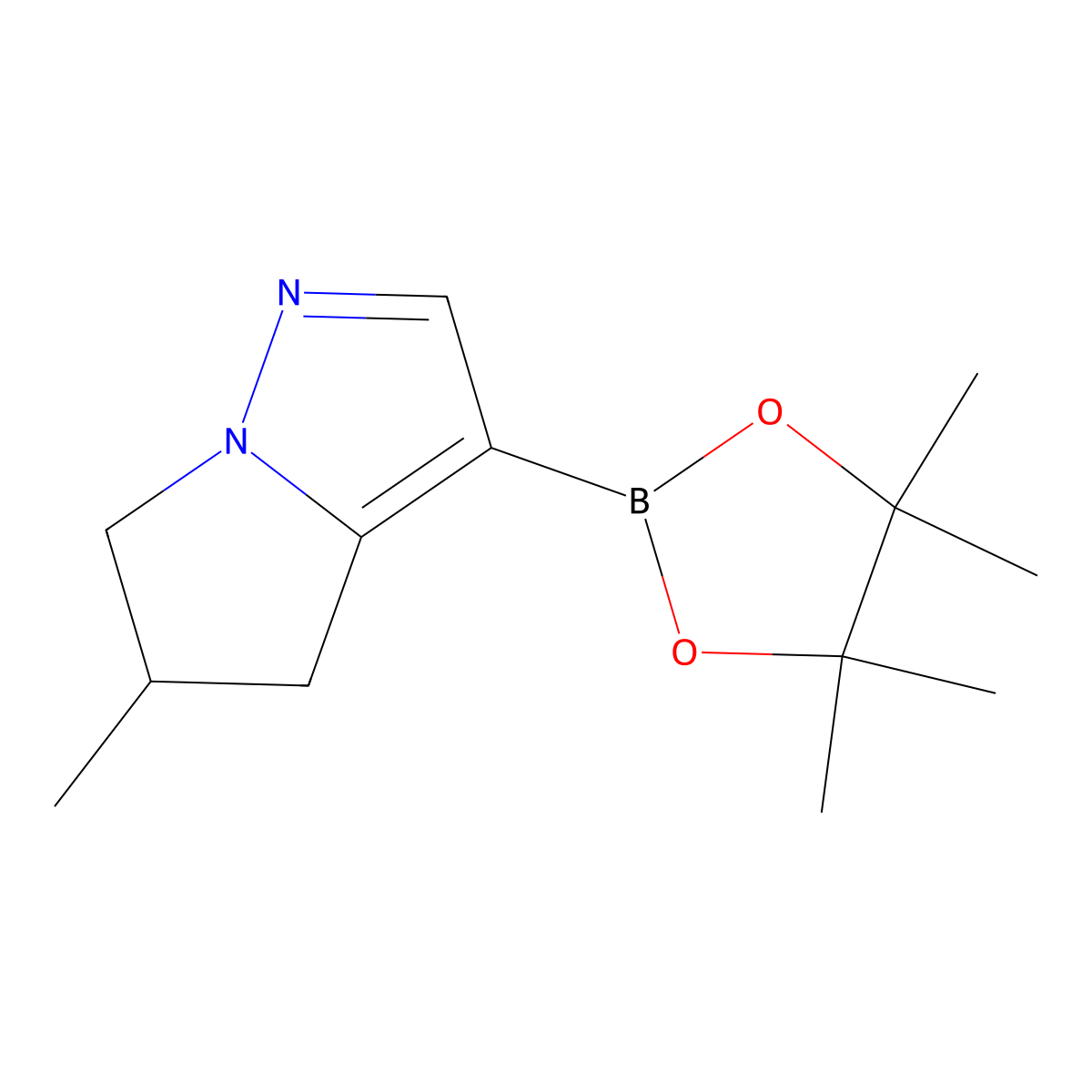 5-Methyl-3-(4,4,5,5-tetramethyl-1,3,2-dioxaborolan-2-yl)-5,6-dihydro-4H-pyrrolo[1,2-b]pyrazole molecular structure, CAS 2057508-92-4