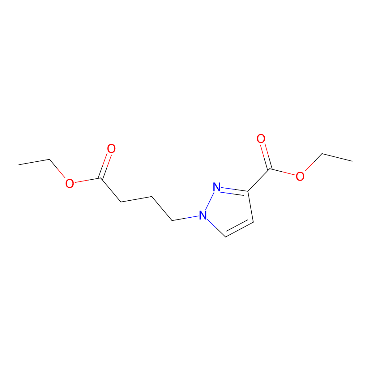 Ethyl 1-(4-ethoxy-4-oxobutyl)-1H-pyrazole-3-carboxylate molecular structure, CAS 2057515-71-4