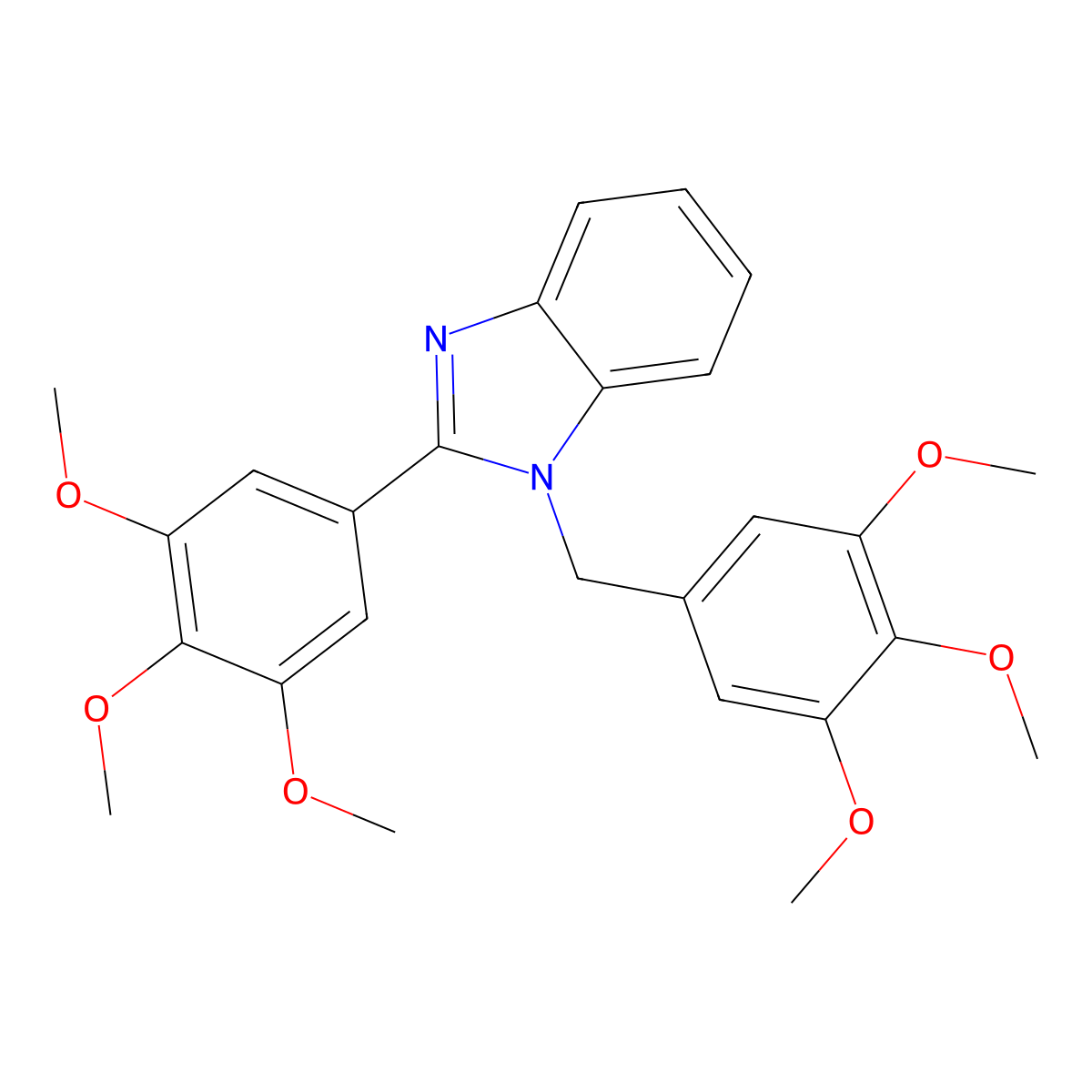 1-(3,4,5-trimethoxybenzyl)-2-(3,4,5-trimethoxyphenyl)-1H-benzimidazole molecular structure, CAS 205755-89-1