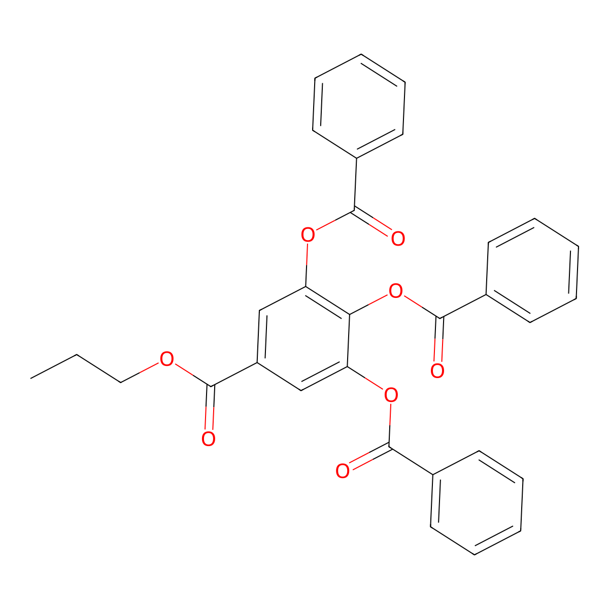 Propyl 3,4,5-tribenzoyloxybenzoate molecular structure, CAS 205760-34-5