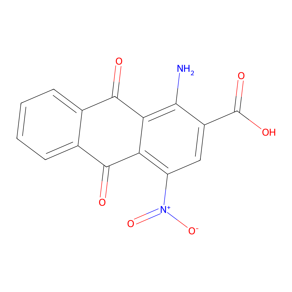 1-Amino-4-nitro-9,10-dioxo-9,10-dihydroanthracene-2-carboxylic acid molecular structure, CAS 2058-02-8