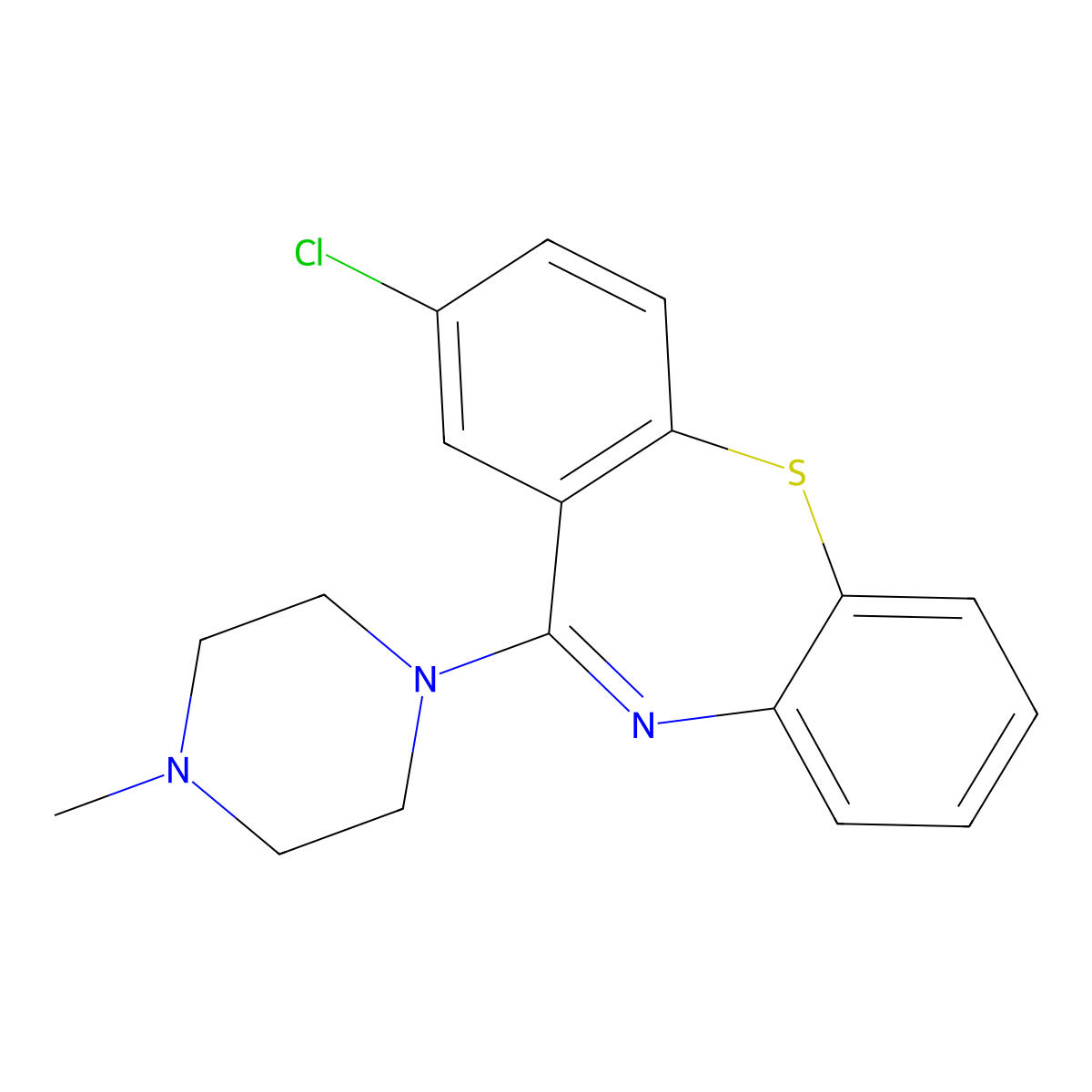 Clotiapine molecular structure, CAS 2058-52-8
