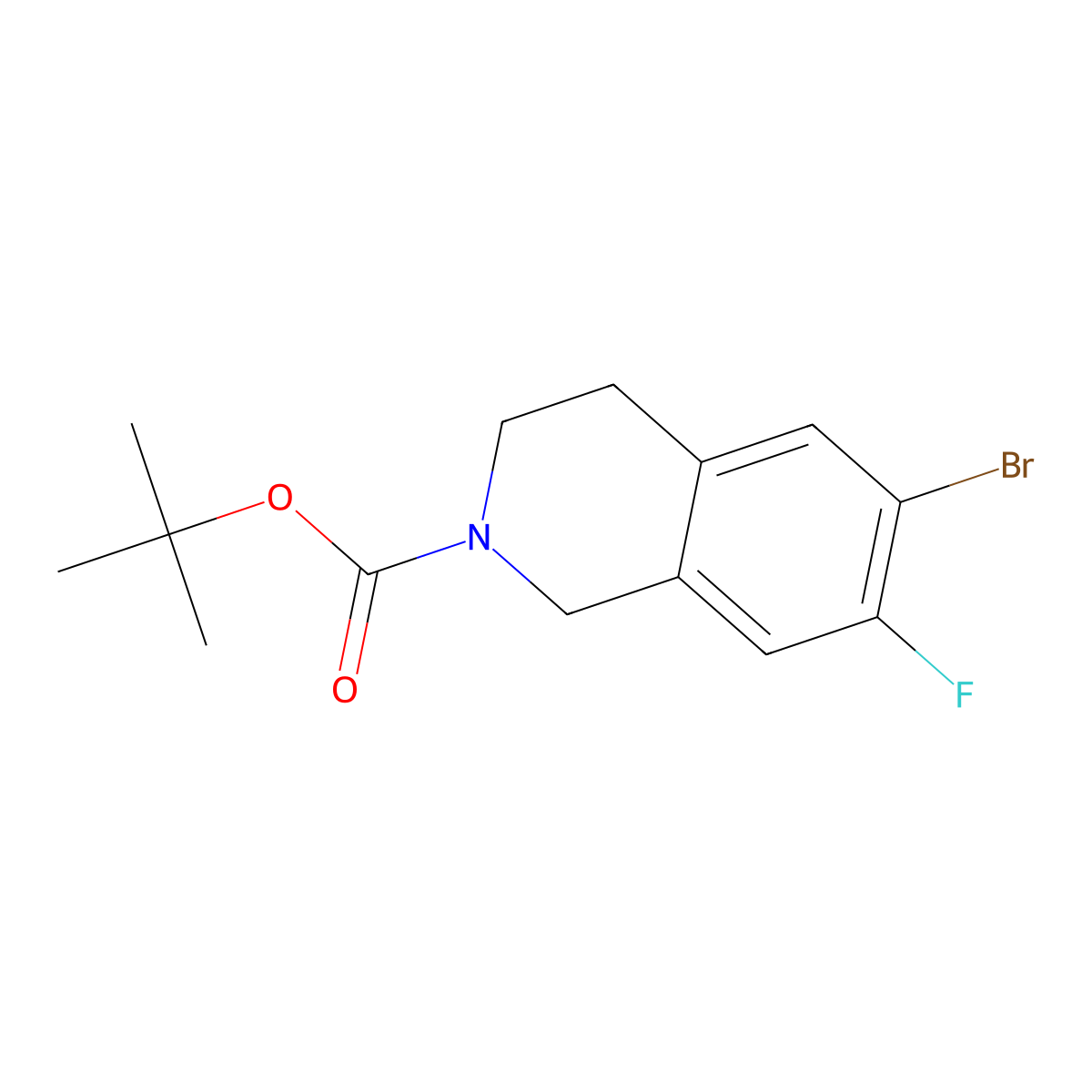 Tert-butyl 6-bromo-7-fluoro-1,2,3,4-tetrahydroisoquinoline-2-carboxylate molecular structure, CAS 2058040-87-0