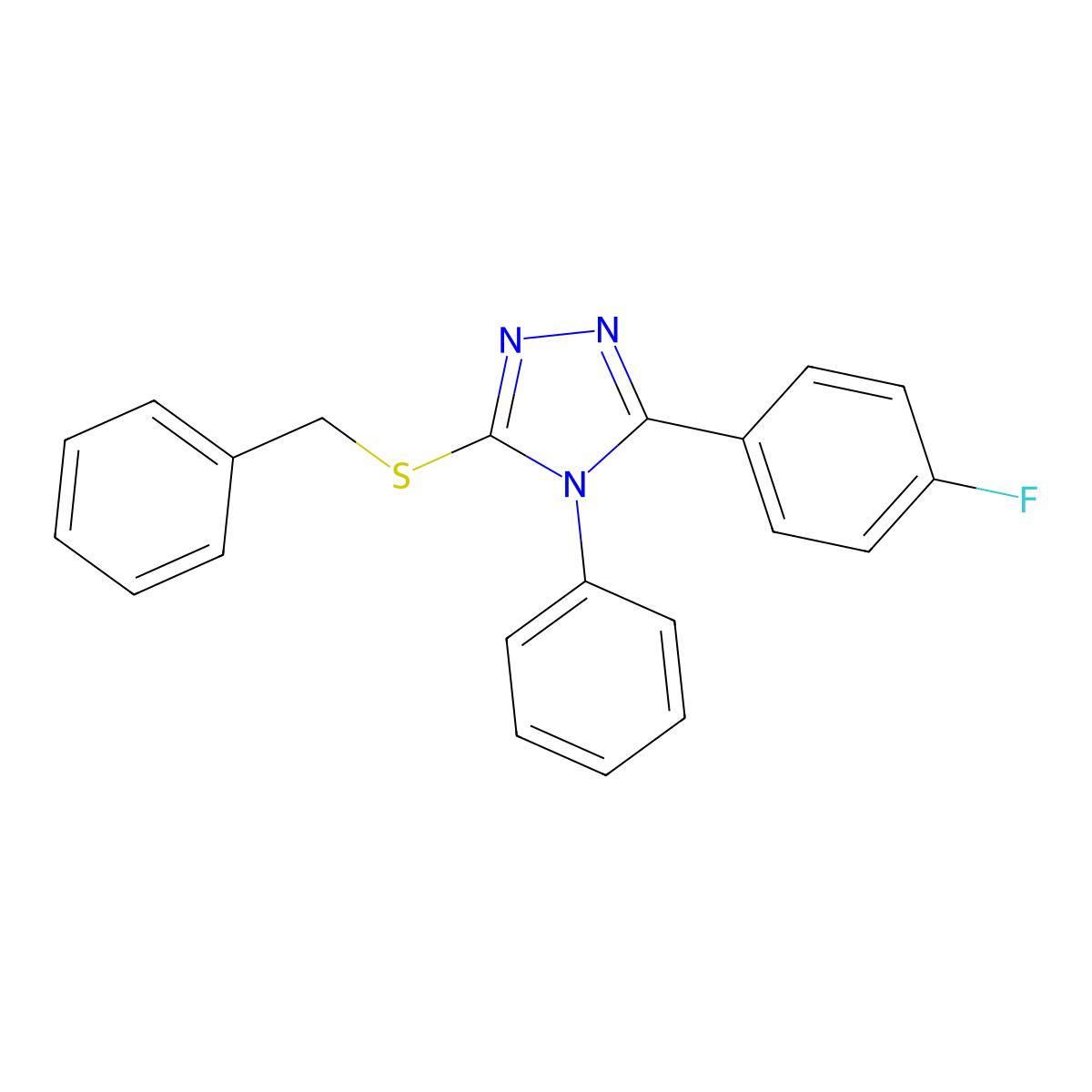 3-(benzylsulfanyl)-5-(4-fluorophenyl)-4-phenyl-4H-1,2,4-triazole molecular structure, CAS 205806-35-5