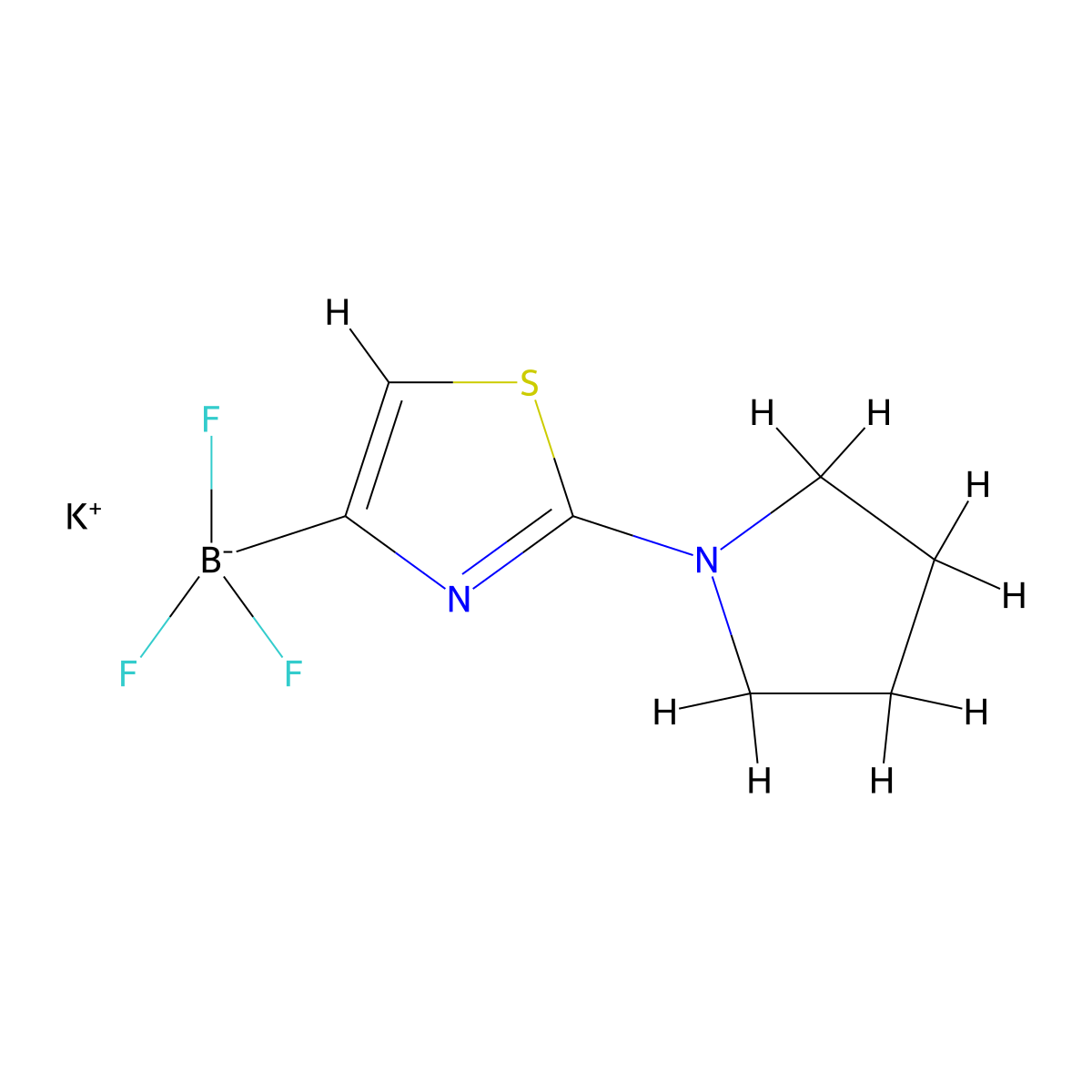 Potassium trifluoro(2-(pyrrolidin-1-yl)thiazol-4-yl)borate molecular structure, CAS 2058084-46-9