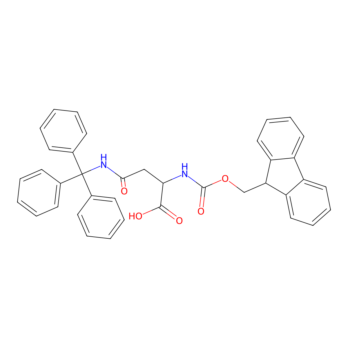 2-(9H-fluoren-9-ylmethoxycarbonylamino)-4-oxo-4-(tritylamino)butanoic acid molecular structure, CAS 205812-15-3