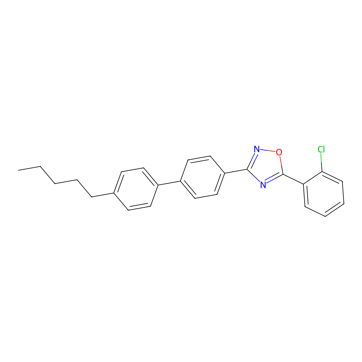 5-(2-Chlorophenyl)-3-[4-(4-pentylphenyl)phenyl]-1,2,4-oxadiazole molecular structure, CAS 205814-44-4