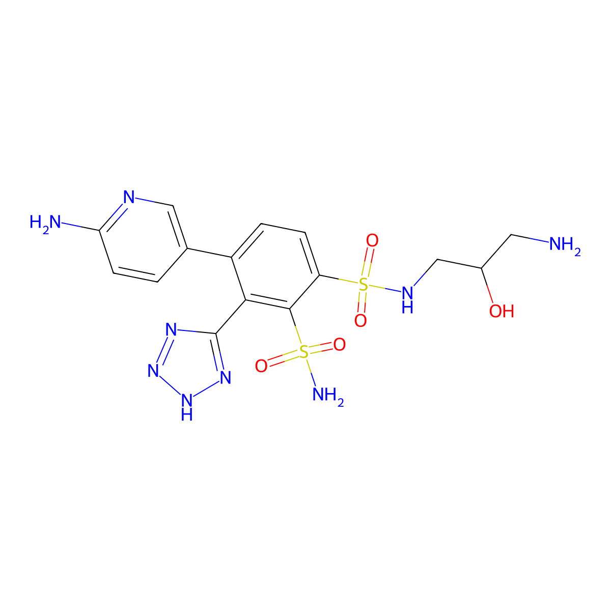 1-N-[(2R)-3-amino-2-hydroxypropyl]-4-(6-amino-3-pyridinyl)-3-(2H-tetrazol-5-yl)benzene-1,2-disulfonamide molecular structure, CAS 2058151-78-1