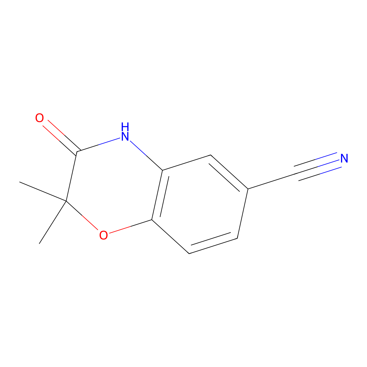 2,2-dimethyl-3-oxo-3,4-dihydro-2H-1,4-benzoxazine-6-carbonitrile molecular structure, CAS 205818-52-6