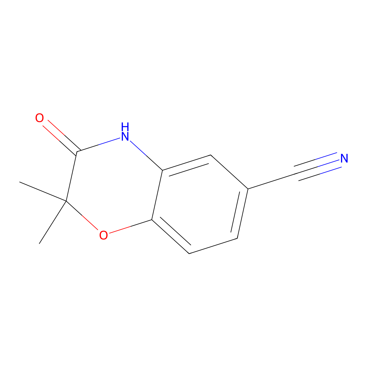 2,2-dimethyl-3-oxo-3,4-dihydro-2H-1,4-benzoxazine-6-carbonitrile molecular structure, CAS 205818-52-6
