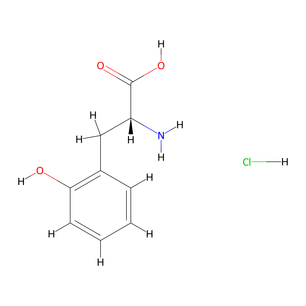(R)-2-amino-3-(2-hydroxyphenyl)propanoic acid hydrochloride molecular structure, CAS 2058231-92-6