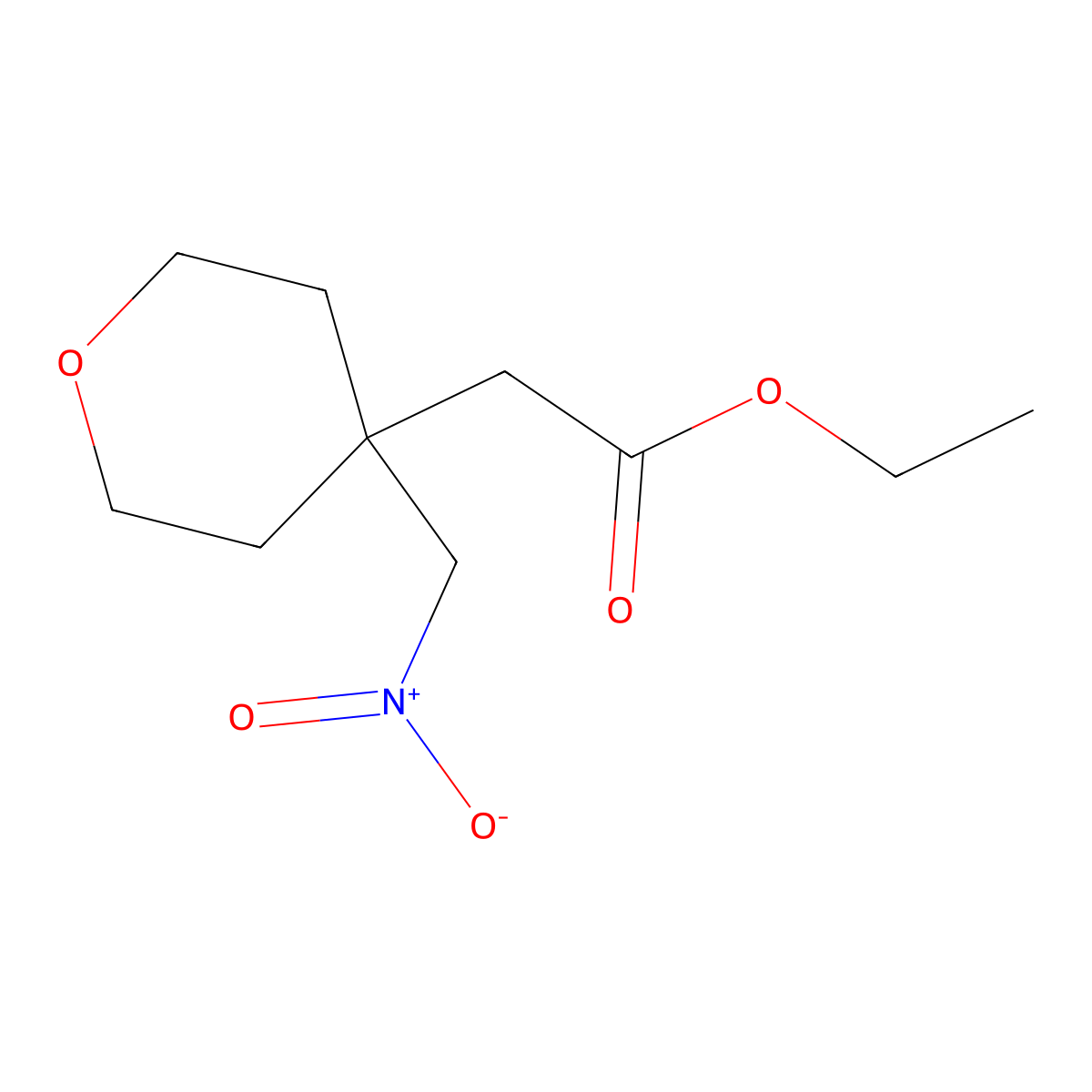 Ethyl 2-(4-(nitromethyl)tetrahydro-2H-pyran-4-yl)acetate molecular structure, CAS 205827-21-0