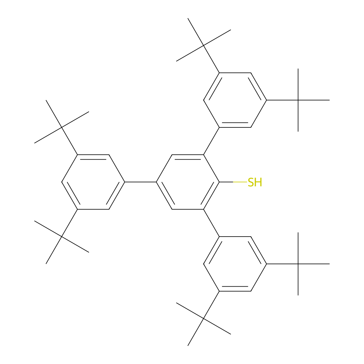 3,3'',5,5''-Tetra-tert-butyl-5'-(3,5-di-tert-butylphenyl)-[1,1':3',1''-terphenyl]-2'-thiol molecular structure, CAS 2058284-56-1