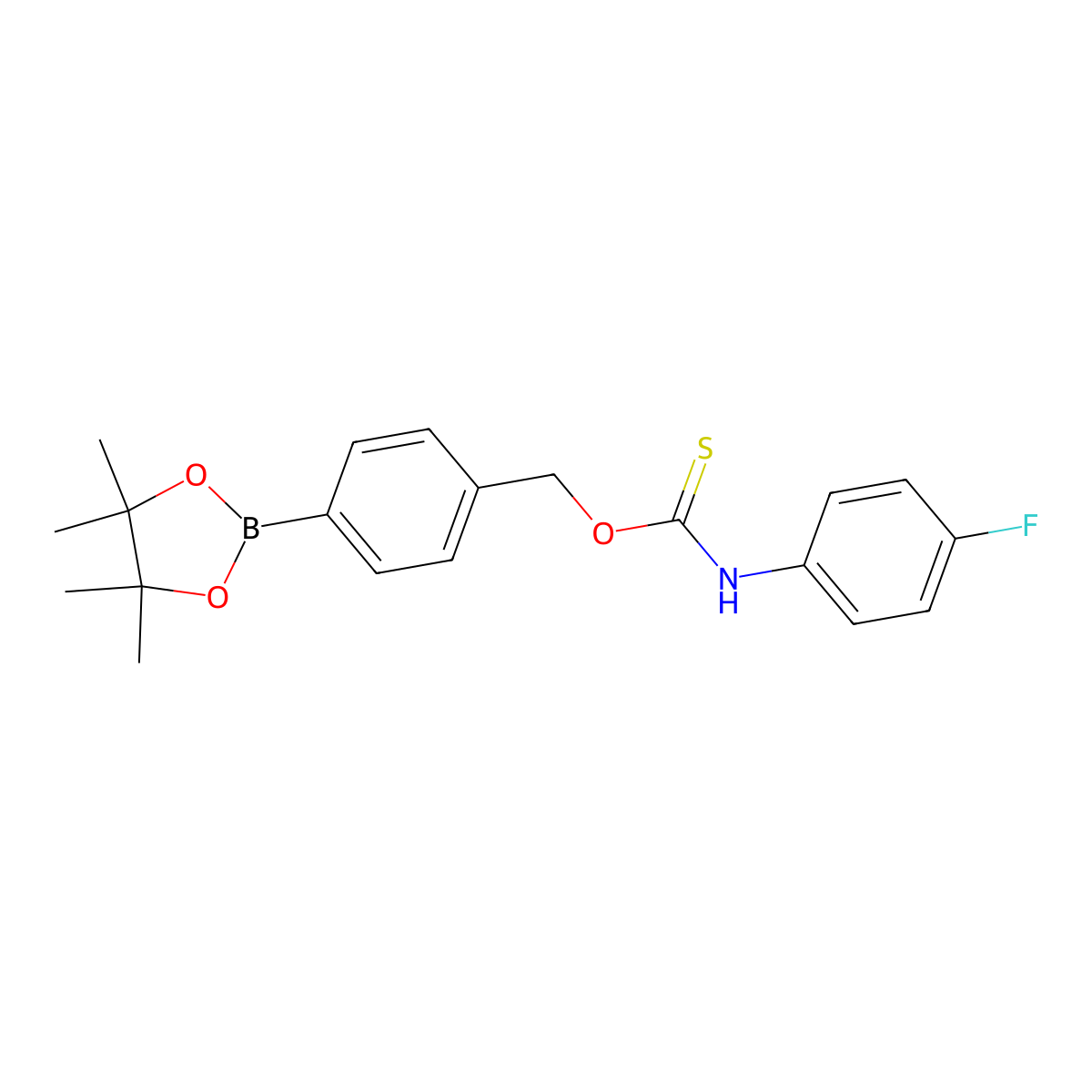 O-(4-(4,4,5,5-Tetramethyl-1,3,2-dioxaborolan-2-yl)benzyl) (4-fluorophenyl)carbamothioate molecular structure, CAS 2058308-69-1