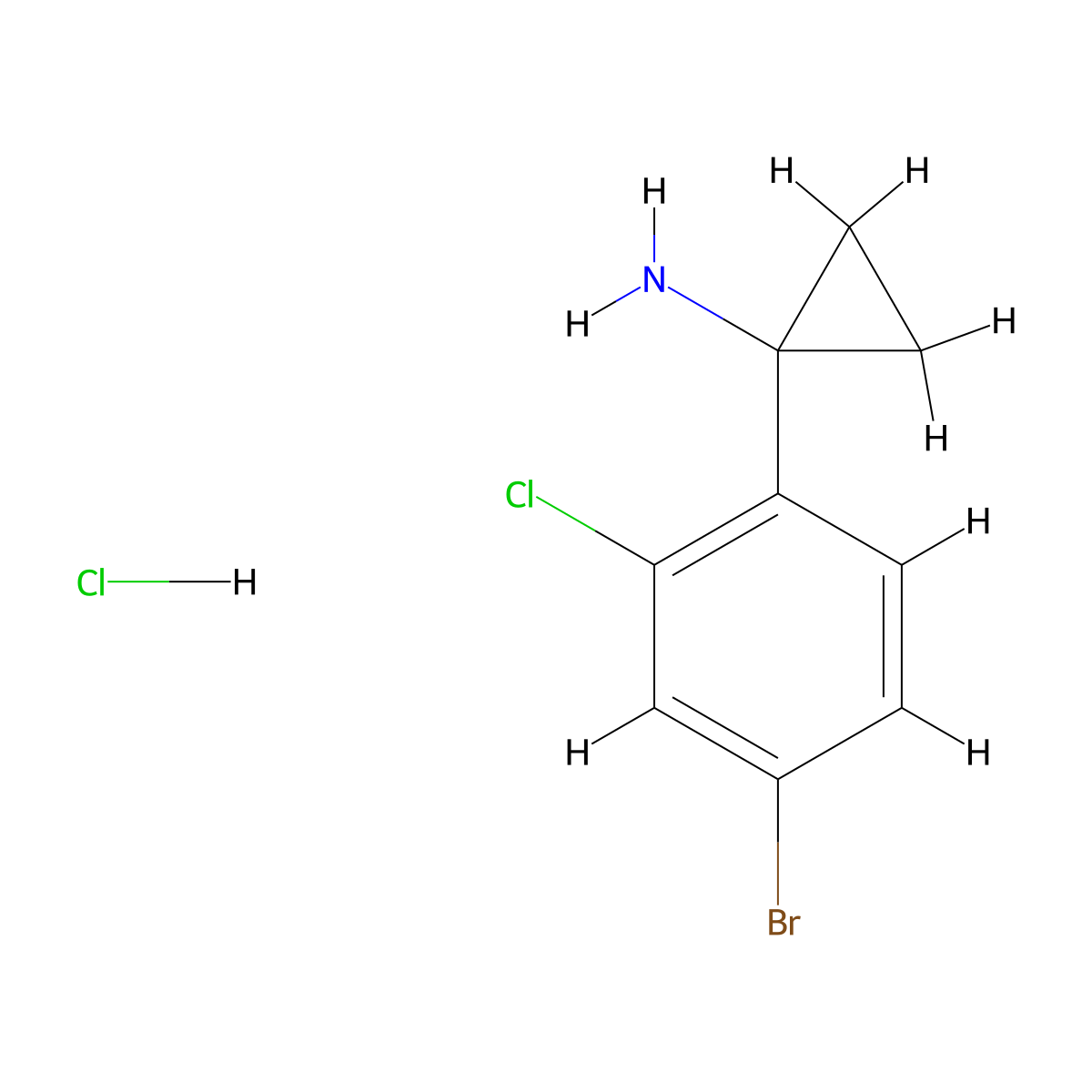 1-(4-Bromo-2-chlorophenyl)cyclopropan-1-amine hydrochloride molecular structure, CAS 2058320-72-0