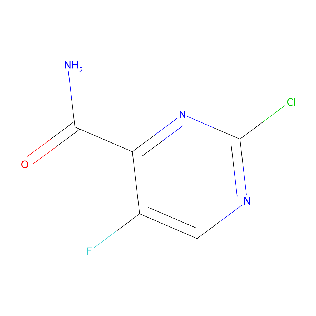 2-Chloro-5-fluoropyrimidine-4-carboxamide molecular structure, CAS 2058321-73-4