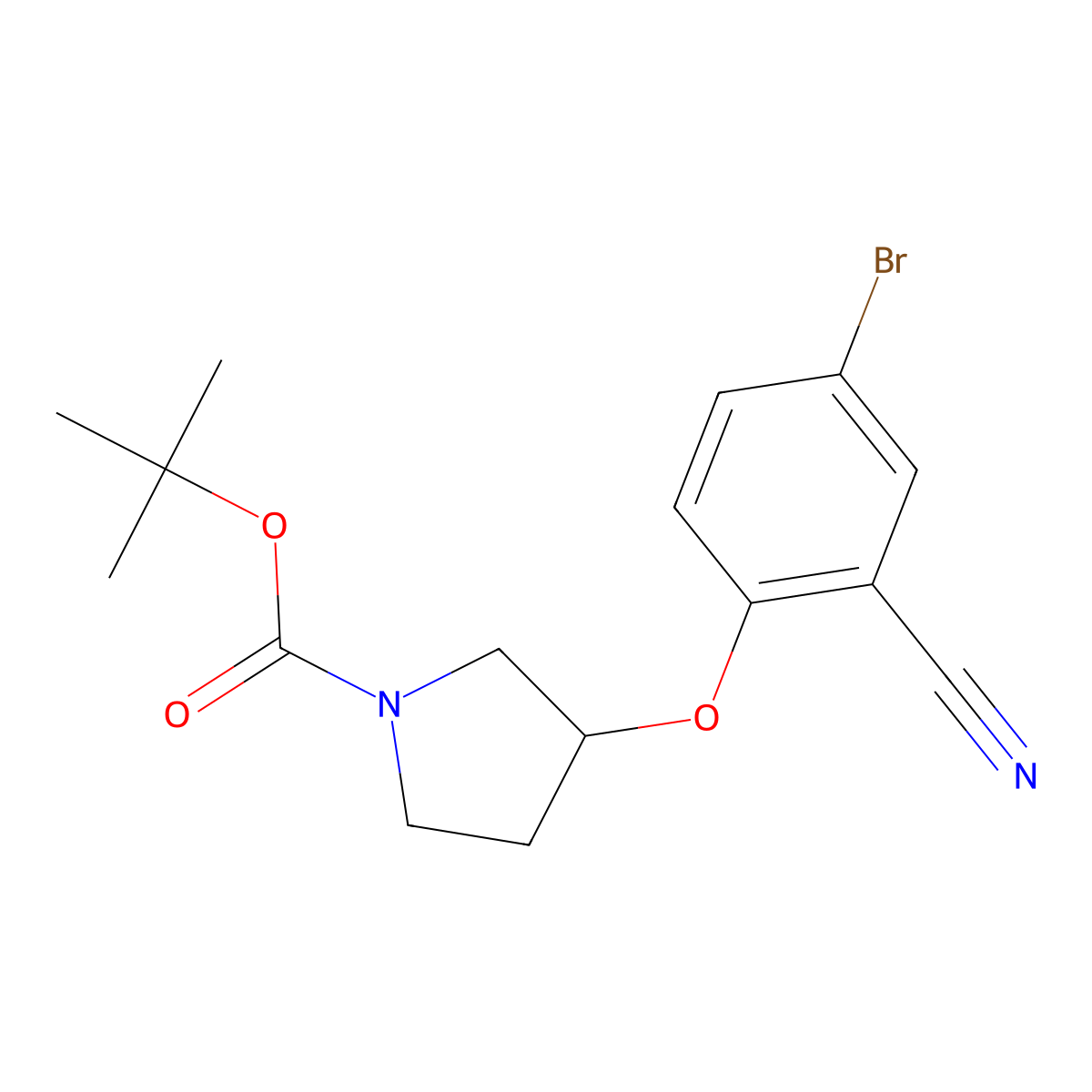 Tert-butyl 3-(4-bromo-2-cyanophenoxy)pyrrolidine-1-carboxylate molecular structure, CAS 2058322-15-7