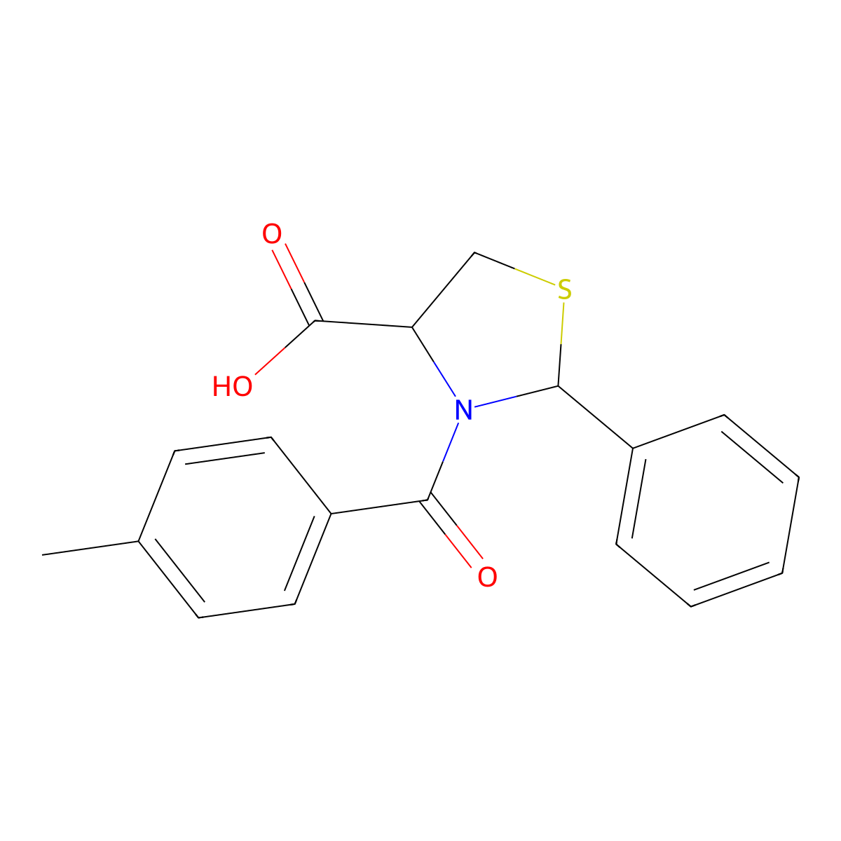 3-[(4-Methylphenyl)carbonyl]-2-phenyl-1,3-thiazolidine-4-carboxylic acid molecular structure, CAS 2058370-76-4