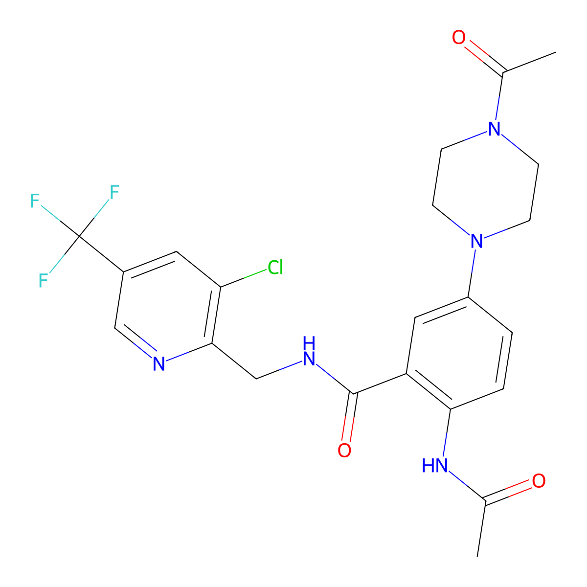 5-(4-acetylpiperazin-1-yl)-N-{[3-chloro-5-(trifluoromethyl)pyridin-2-yl]methyl}-2-acetamidobenzamide molecular structure, CAS 2058441-57-7