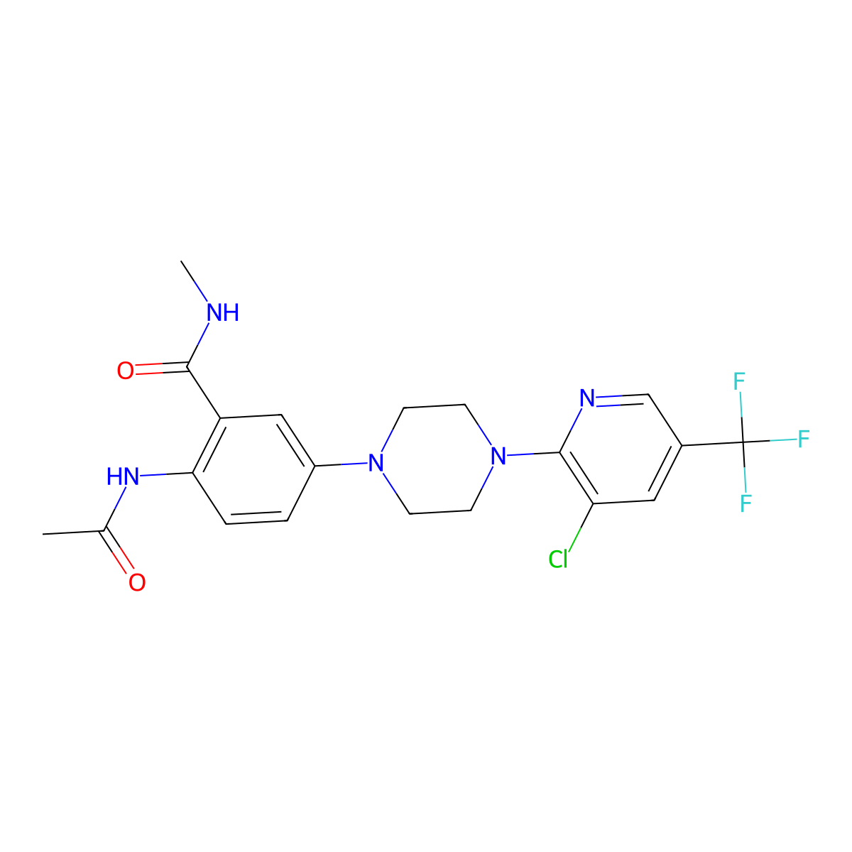 5-{4-[3-chloro-5-(trifluoromethyl)pyridin-2-yl]piperazin-1-yl}-2-acetamido-N-methylbenzamide molecular structure, CAS 2058441-65-7